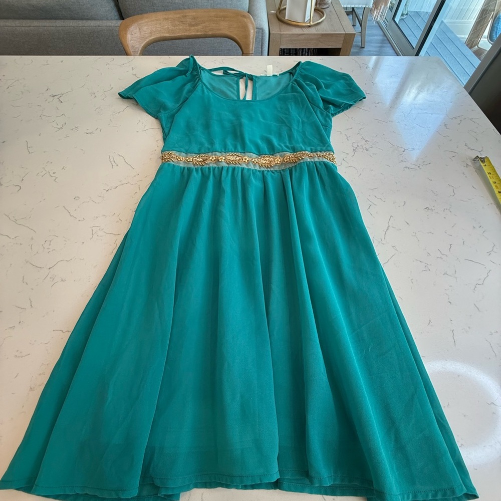 Miami Green Flutter Sleeve A-Line Mini Dress